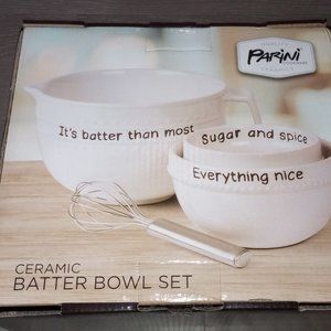 New Parini Rae Dunn Inspired White Ceramic Batter Bowl Set - 3 Bowls